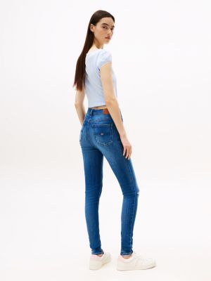 blue nora distressed mid rise skinny jeans for women tommy jeans