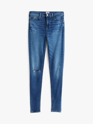 blue nora distressed mid rise skinny jeans for women tommy jeans