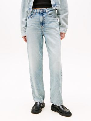 blauw high rise slim straight jeans voor dames - tommy jeans