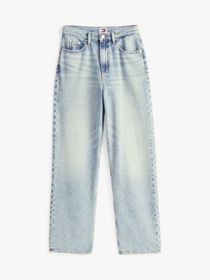 jean slim droit taille haute bleu pour femmes tommy jeans