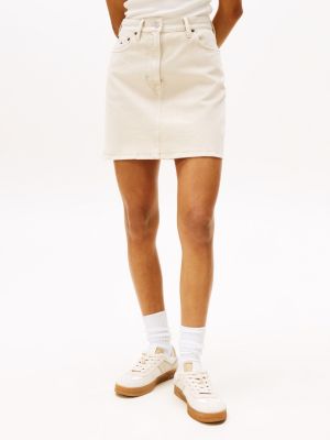 beige geverfde mom rok voor dames - tommy jeans