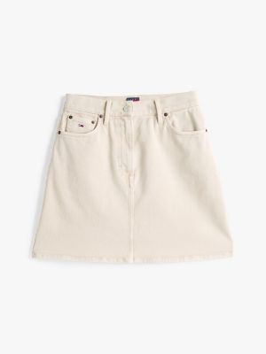 beige garment dyed mom skirt for women tommy jeans