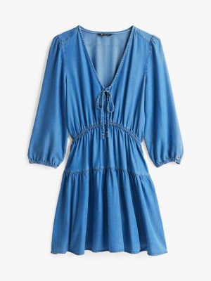 blauw chambray mini-jurk voor dames - tommy jeans