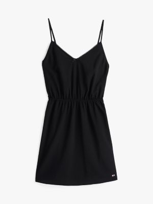 black spaghetti strap mini dress for women tommy jeans