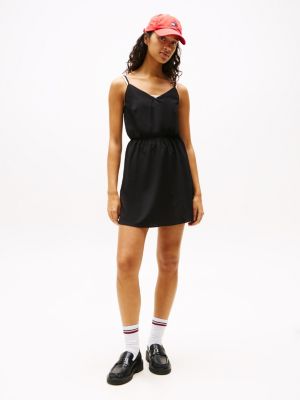 vestido mini de tirantes finos black de mujeres tommy jeans