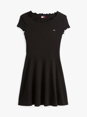 robe courte moulante et évasée à volants noir pour femmes tommy jeans