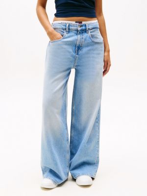 blue charlie mid rise loose jeans for women tommy jeans