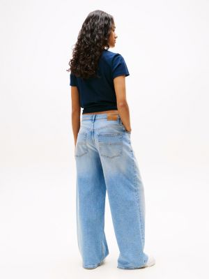 blue charlie mid rise loose jeans for women tommy jeans