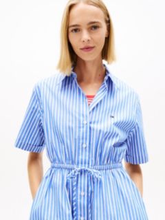 Stripe Relaxed Poplin Mini Shirt Dress — Blue 2