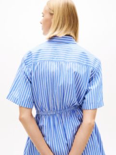 Stripe Relaxed Poplin Mini Shirt Dress — Blue 3
