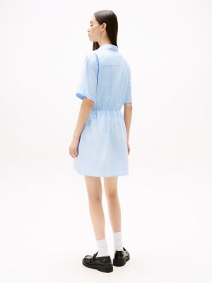 robe chemise courte décontractée à rayures bleu pour femmes tommy jeans