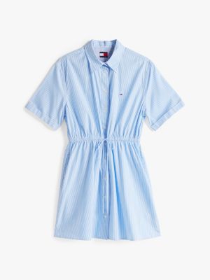 blue stripe relaxed mini shirt dress for women tommy jeans