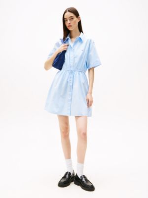 blue stripe relaxed mini shirt dress for women tommy jeans