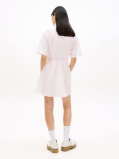 Stripe Relaxed Poplin Mini Shirt Dress — Pink 4