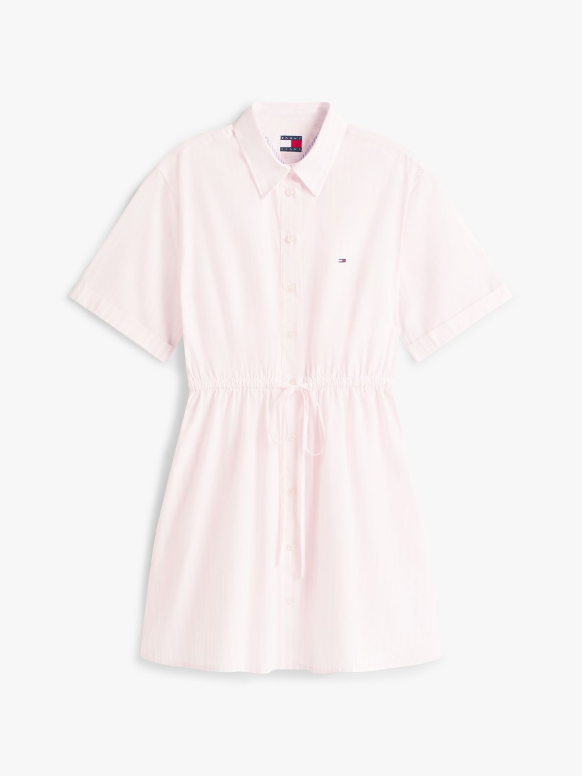 Stripe Relaxed Poplin Mini Shirt Dress — Pink