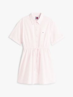 Stripe Relaxed Poplin Mini Shirt Dress — Pink 5