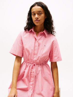 multi stripe relaxed mini shirt dress for women tommy jeans