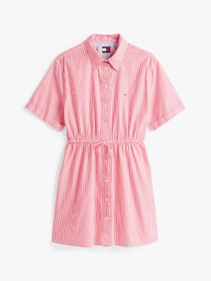 multi stripe relaxed mini shirt dress for women tommy jeans