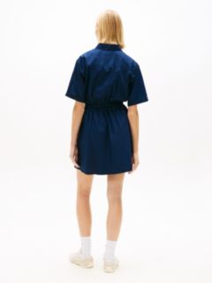 Stripe Relaxed Poplin Mini Shirt Dress — Blue 4