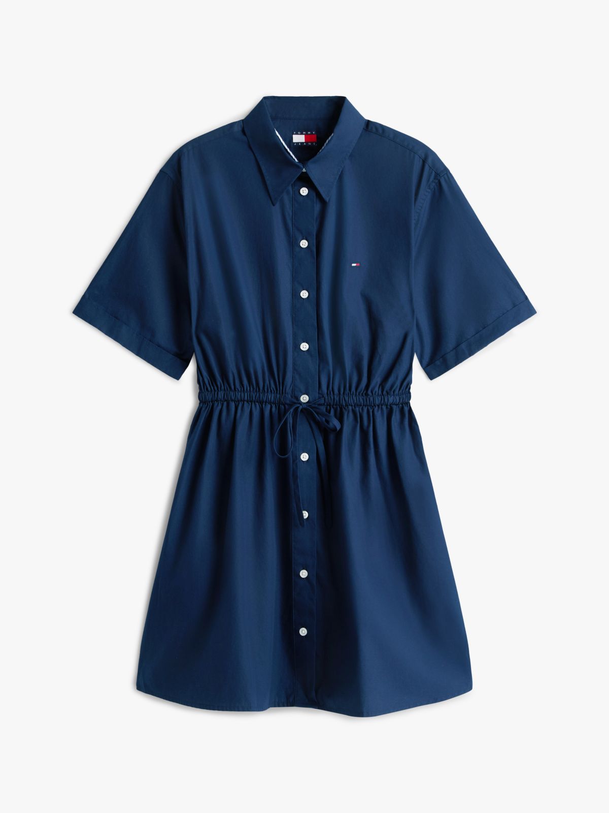 Stripe Relaxed Poplin Mini Shirt Dress — Blue