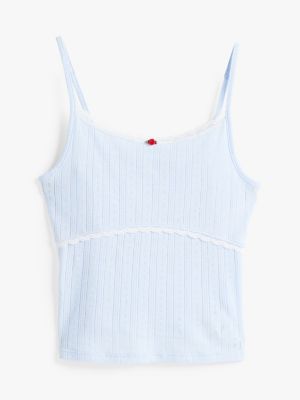 top ajustado de tirantes finos azul de mujeres tommy jeans