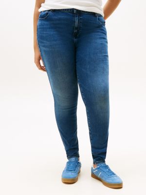 blauw curve ultra high rise flared jeans voor dames - tommy jeans