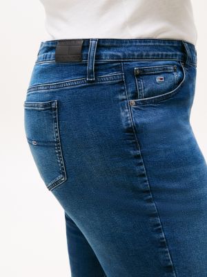 vaqueros acampanados curve de tiro muy alto azul de mujeres tommy jeans