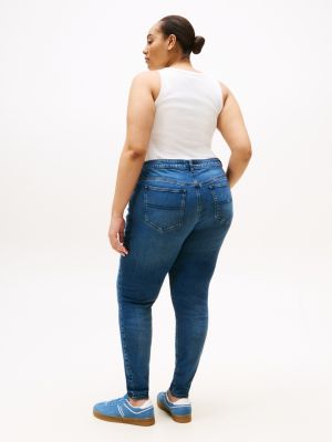 vaqueros acampanados curve de tiro muy alto azul de mujeres tommy jeans