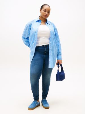 jean évasé curve taille très haute bleu pour femmes tommy jeans