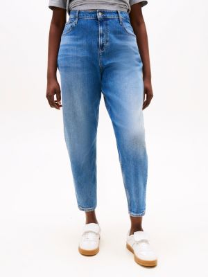 jean mom curve taille très haute bleu pour femmes tommy jeans