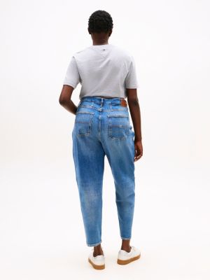 jean mom curve taille très haute bleu pour femmes tommy jeans