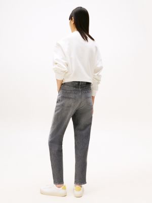 grey ultra high rise tapered mom jeans for women tommy jeans