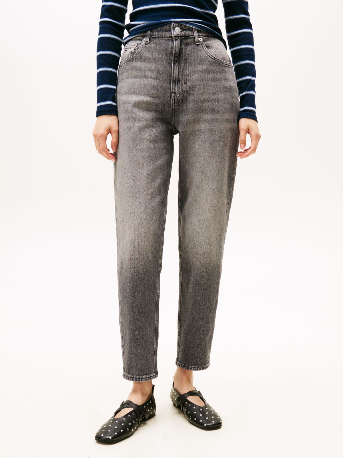 Mom Ultra High Rise Tapered Jeans — Grey