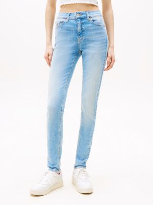 jeans nora skinny fit a vita media blu da donne tommy jeans