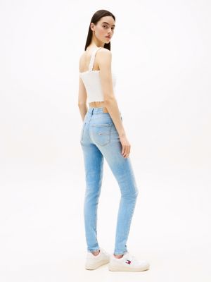 jeans nora skinny fit a vita media blu da donne tommy jeans