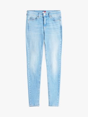 blue nora mid rise skinny jeans for women tommy jeans