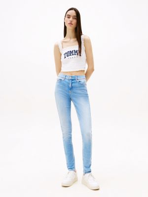 blue nora skinny jeans mit mittelhohem bund für damen - tommy jeans