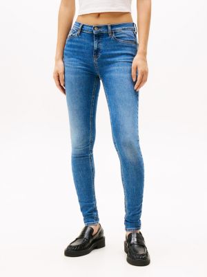 blau nora skinny jeans mit mittelhohem bund für damen - tommy jeans