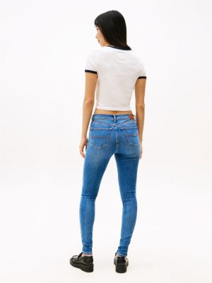 blau nora skinny jeans mit mittelhohem bund für damen - tommy jeans