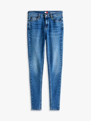 blau nora skinny jeans mit mittelhohem bund für damen - tommy jeans