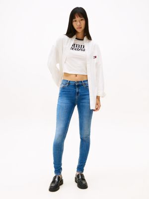 vaqueros nora skinny de tiro medio blue de mujeres tommy jeans