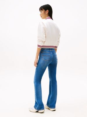 denim skinny jeans mit ausgestelltem bein und hohem bund für damen - tommy jeans