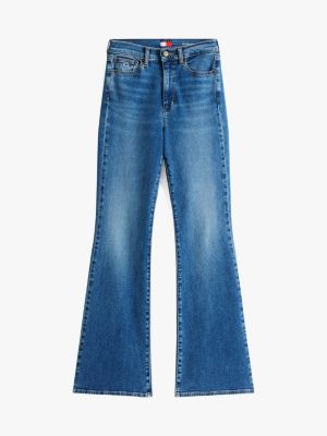 denim skinny jeans mit ausgestelltem bein und hohem bund für damen - tommy jeans