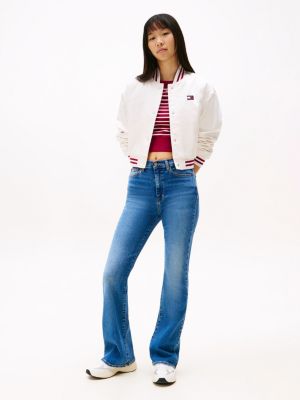 jeans skinny fit a campana e vita alta denim da donne tommy jeans