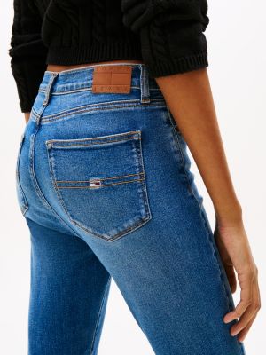 jeans sylvia skinny fit a vita alta blu da donne tommy jeans