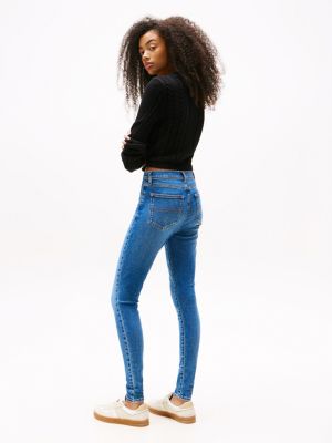 blue sylvia high rise skinny jeans for women tommy jeans