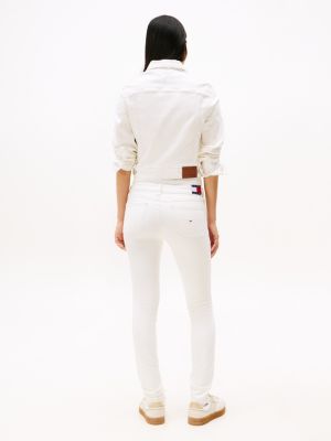 wit sophie low rise skinny jeans voor dames - tommy jeans