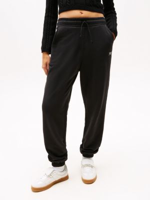 schwarz signature relaxed fit jogginghose mit bündchen für damen - tommy jeans