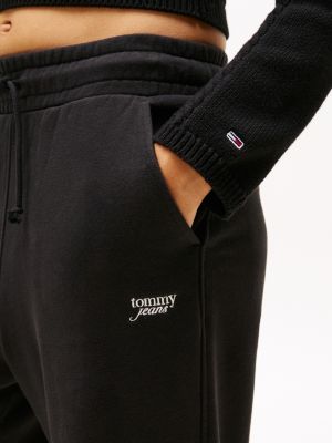 black signature relaxed cuffed joggers for women tommy jeans