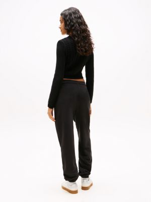 black signature relaxed cuffed joggers for women tommy jeans